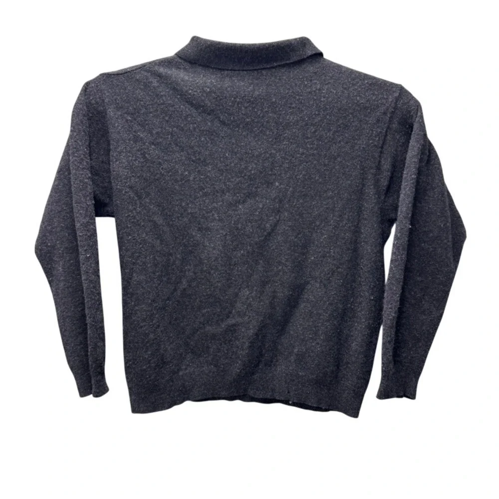 GH Bass & Co Mens XL Lambswool Polo Sweater Charcoal Gray Long Sleeve Knit